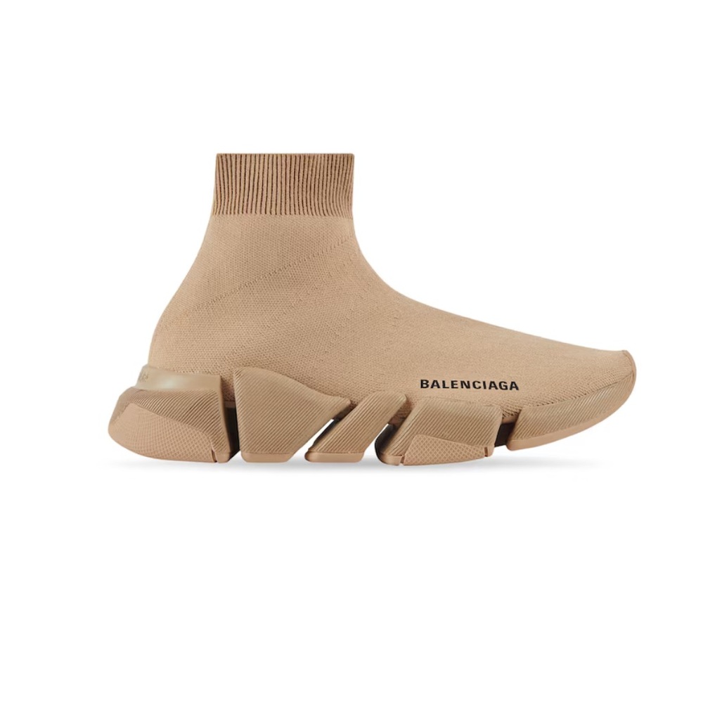 BALENCIAGA WOMEN'S SPEED 2.0 RECYCLED KNIT SOCK SNEAKER IN BEIGE SIZE 7